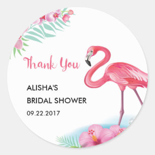 ropical Flamingo Luau Bridal Shower Sticker