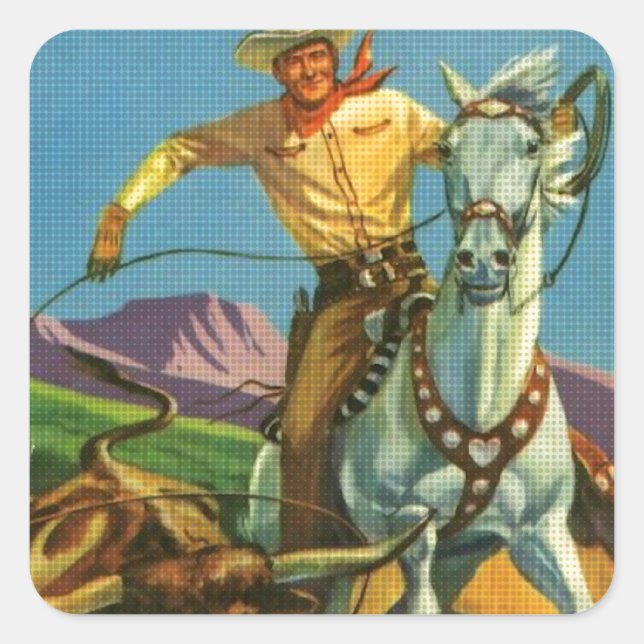 Roping a Steer Square Sticker (Front)
