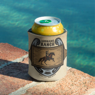 Roping Cowboy ADD NAME Western Family Horse Ranch Can Cooler