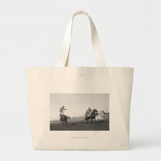 Roping horse large tote bag