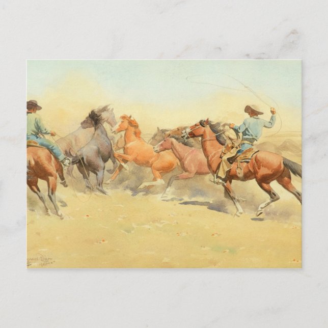 Roping Horses, 1945 by Maynard Dixon Postcard (Front)