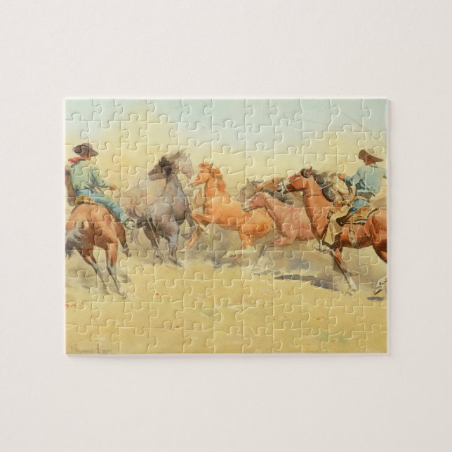 Roping Horses by Maynard Dixon Jigsaw Puzzle (Horizontal)