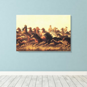 Roping Wild Horses by James Walker Canvas Print