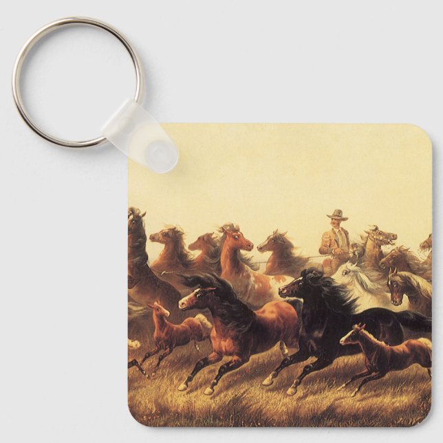 Roping Wild Horses by James Walker Key Ring (Front)