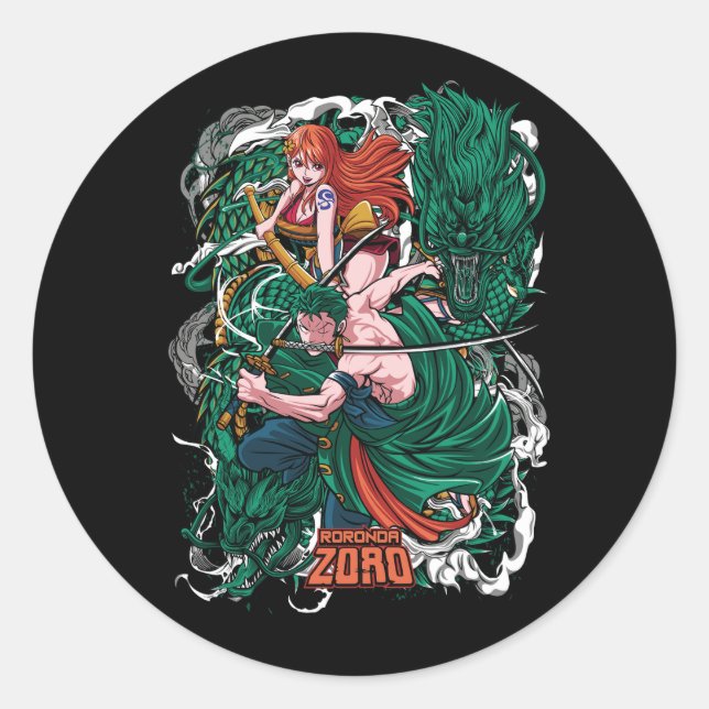 Roronoa Zorro One Piece Classic Round Sticker (Front)