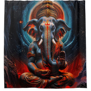 Rorschach style Buddha Elephant 001 Shower Curtain