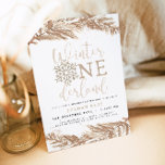 RORY Boho Beige Winter Wonderland First Birthday Invitation<br><div class="desc">The Rory Collection features a boho beige colouring with gold glitter snowflakes, cream fern branches and a rustic font combination. This first birthday themed collection is the perfect bohemian gender neutral celebration for your little one. Pair these items with anything in the Rory Beige Collection for a cohesive look: https://www.zazzle.com/collections/rory_boho_beige_winter_wonderland_first_birthday-119740971188523979...</div>
