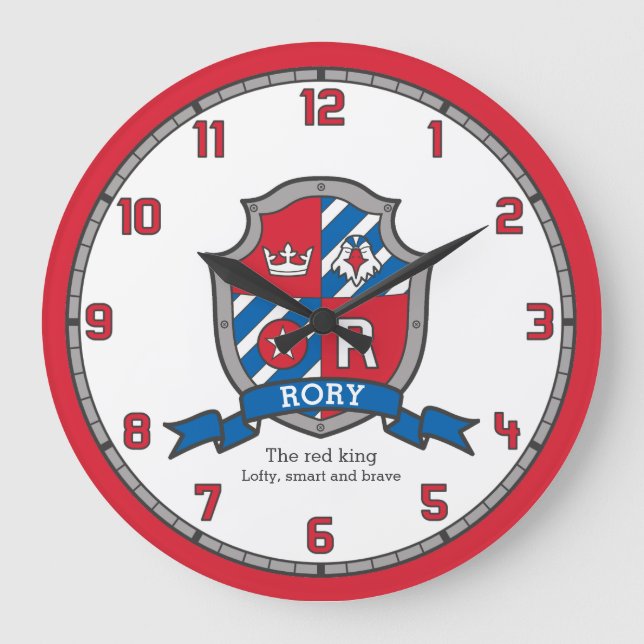 Rory boys name meaning heraldry knights shield large clock (Front)