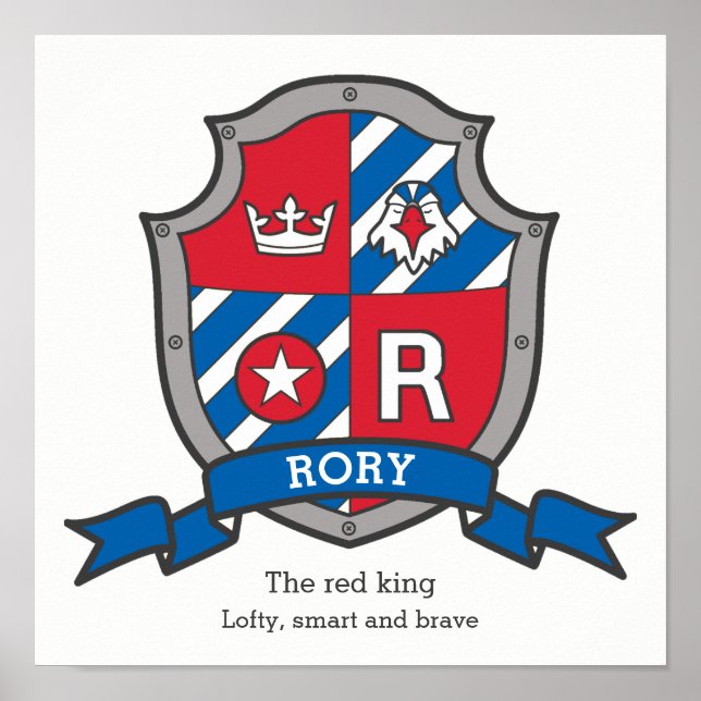 Rory boys name meaning heraldry shield poster (Front)