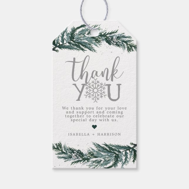 RORY Green Winter Pine Snow Flake Christmas Favour Gift Tags (Front)