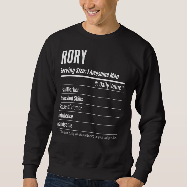 Rory Serving Size Nutrition Label Calories Sweatshirt (Front)