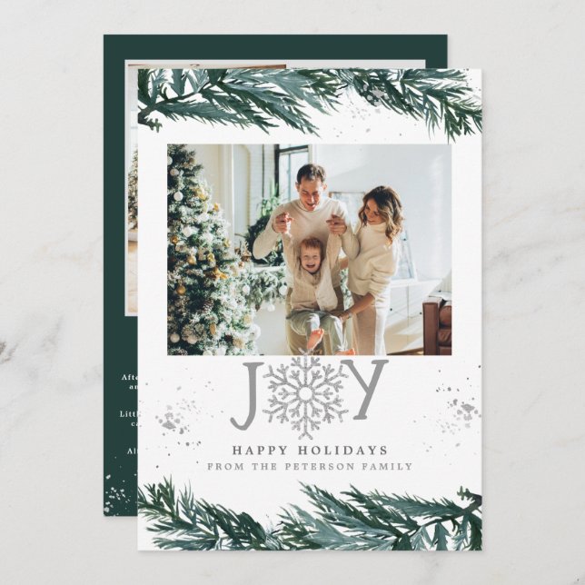 RORY Winter Pine Joy Photo Collage Christmas Card (Front/Back)