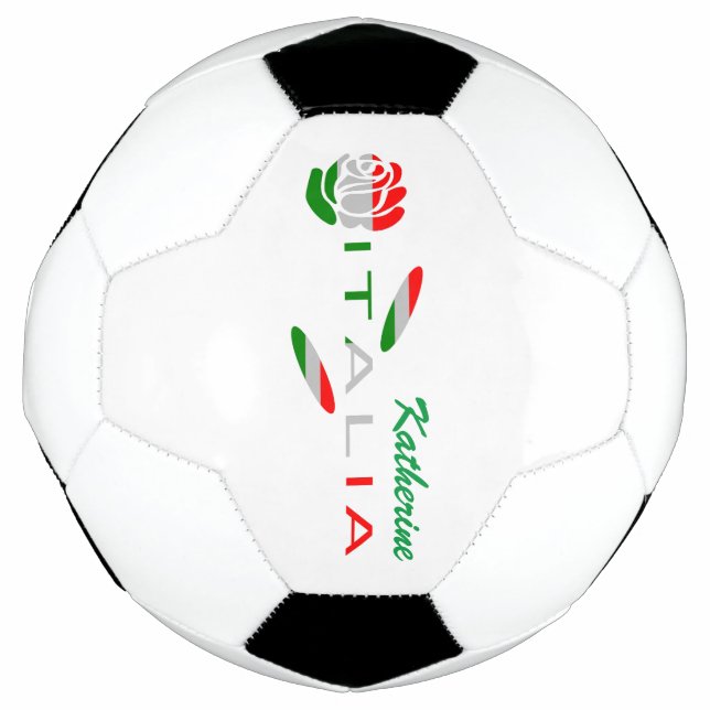 Rosa Bandiera Italiana con Italia Personalised Soccer Ball (Front)