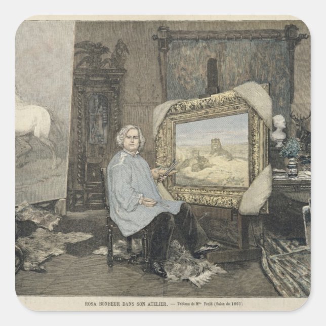Rosa Bonheur  in her studio Square Sticker (Front)