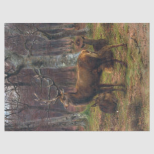 Rosa Bonheur Stag with Herd of Females in Forest Tissue Paper