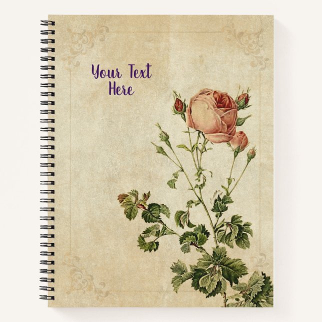 Rosa Centifolia Notebook - Chic Floral Gift (Front)