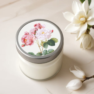 Rosa Damascena, Vintage floral Classic Round Sticker