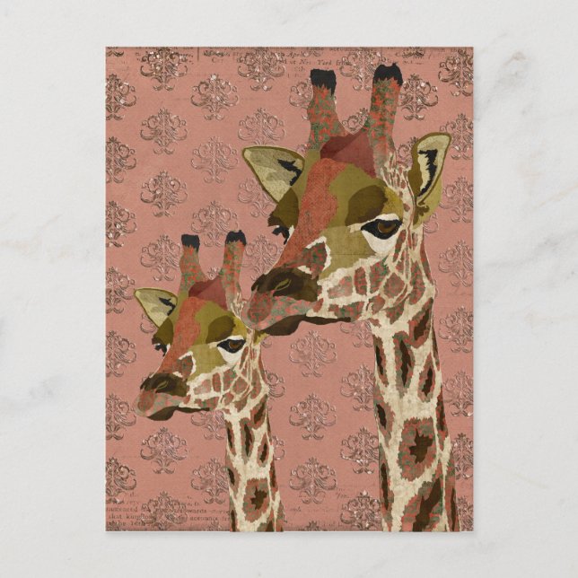 Rosa Giraffes Glitzy  Postcard (Front)