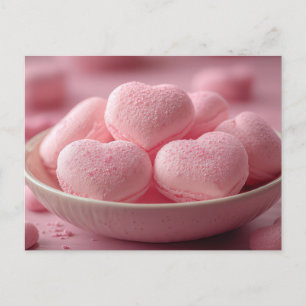 rosa Herz Macarones Valentinstag Postcard