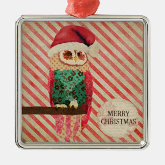 Rosa Owl Candy Cane Christmas Ornament