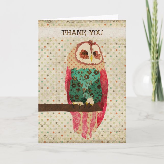 Rosa Owl Thank You  Card (Front)