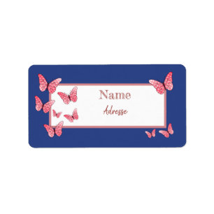 Rosa Schmetterlinge Adressaufkleber Label