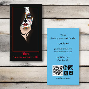 Rosa Sugar Skull Portrait Business Card