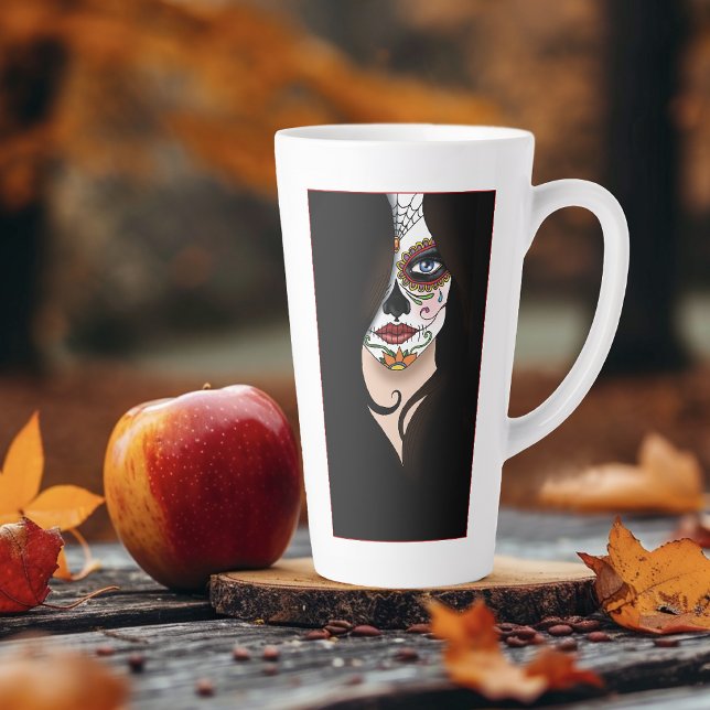 Rosa Sugar Skull Portrait Latte Mug (Creator Uploaded)