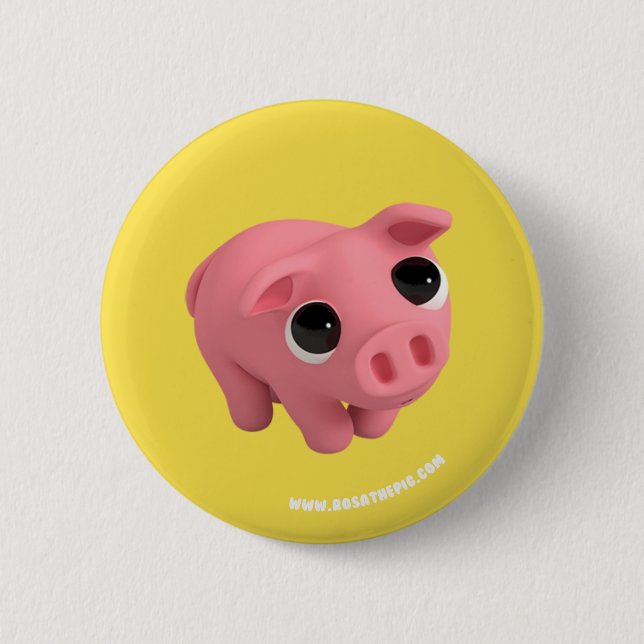 Rosa the Pig are shy 6 Cm Round Badge (Front)