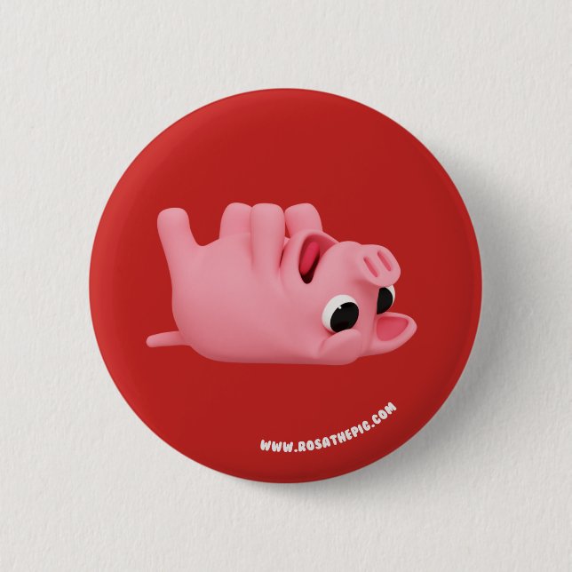Rosa the Pig laying on back 6 Cm Round Badge (Front)