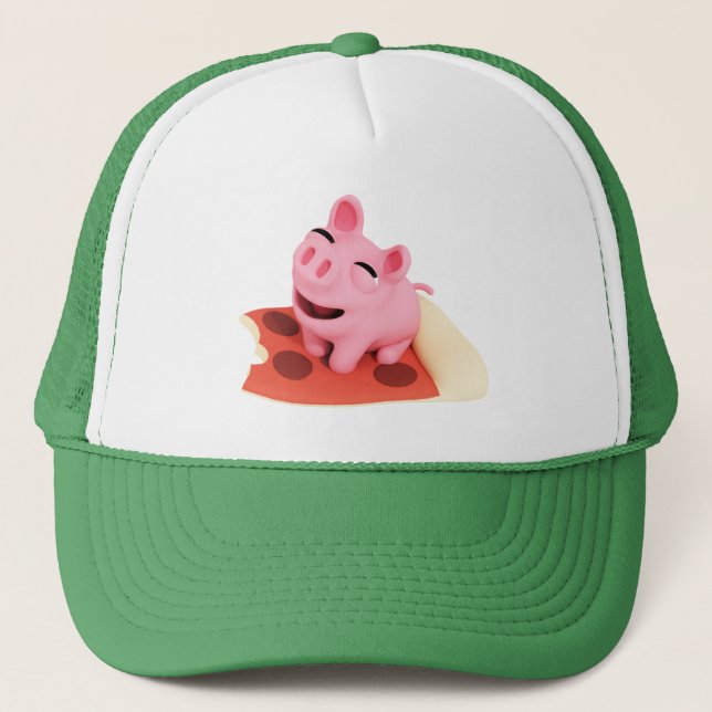 Rosa the Pig Love pizza Trucker Hat (Front)
