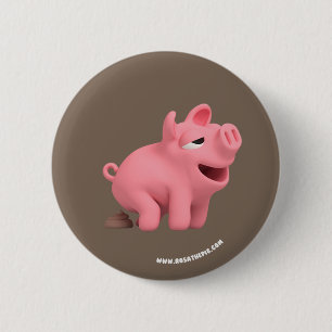 Rosa the Pig takes a Poop 6 Cm Round Badge