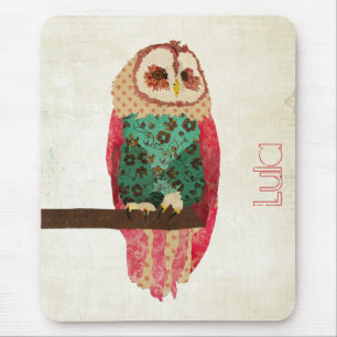 Rosa Vintage Owl Mousepad