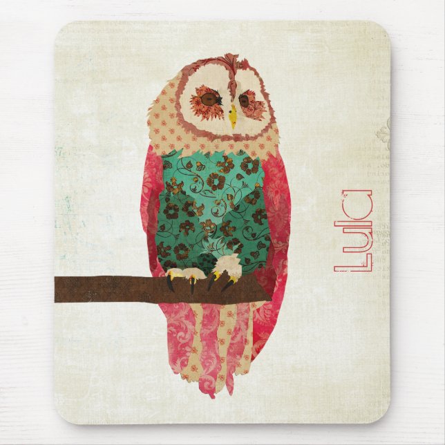 Rosa Vintage Owl Mousepad (Front)
