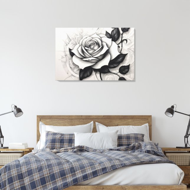 Rosa White Abstrata Canvas Print (Insitu(Bedroom))