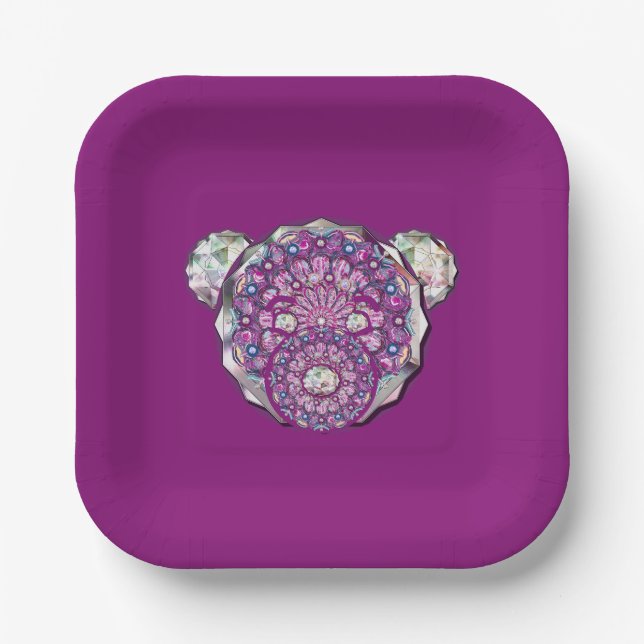 Rosace blue or red for baby&child paper plate (Front)