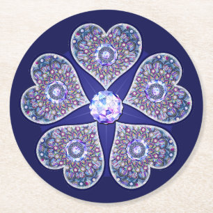 Rosace blue or red for baby&child round paper coaster