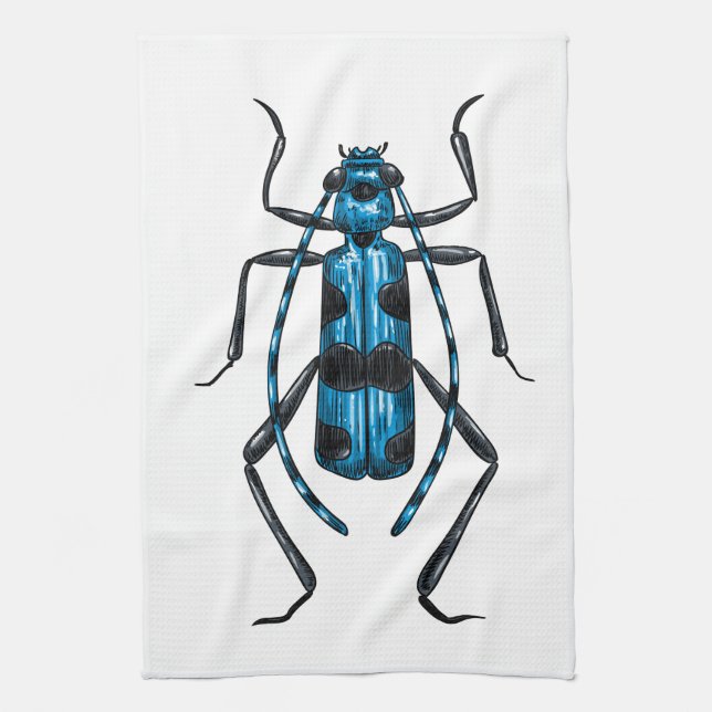 Rosalia Alpina beetle Tea Towel (Vertical)