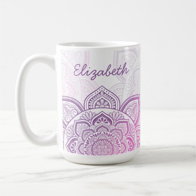 Rosaline Mandala 15 oz. Personalised Mug (Left)