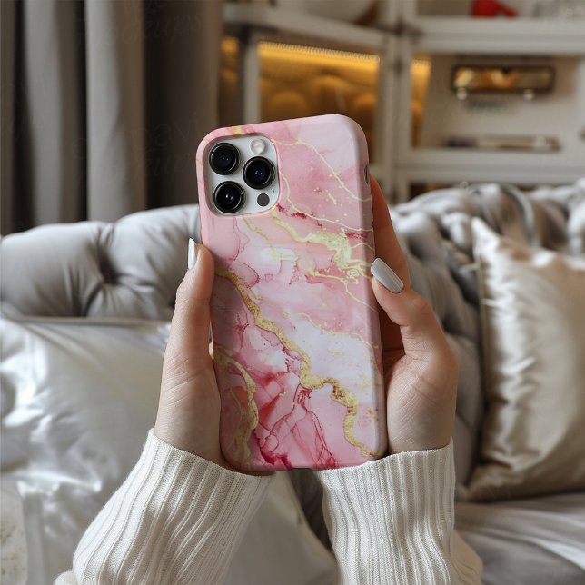 Rosaline Royale Luxury Blush Pink Marble Gold iPhone 16 Case (Creator Uploaded)
