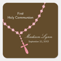 Rosary Beads First Holy Communion Pink Brown