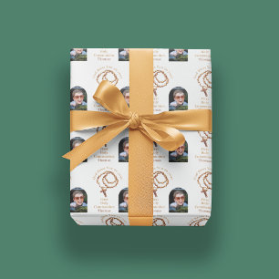 Rosary Beads Holy Communion Photo Catholic Wrapping Paper