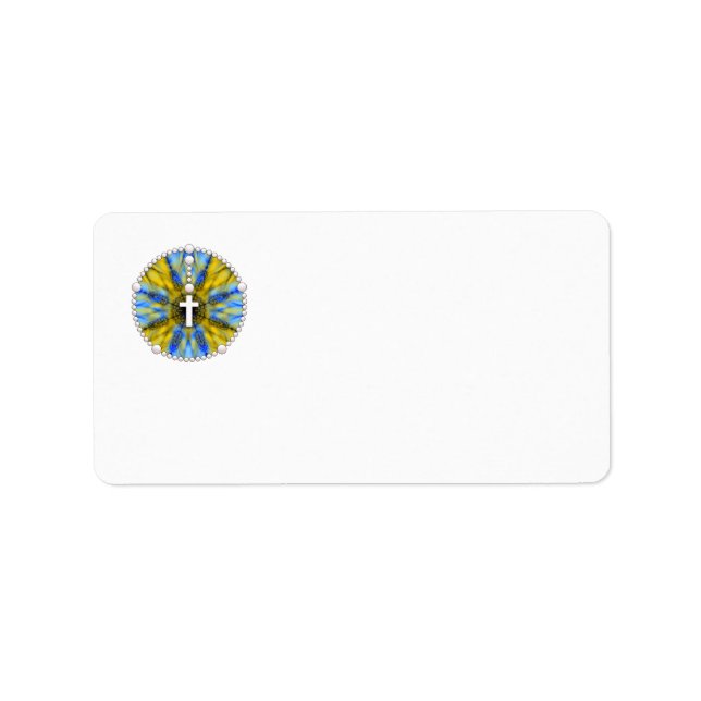 Rosary Dream Catcher Yellow & Blue Label (Front)