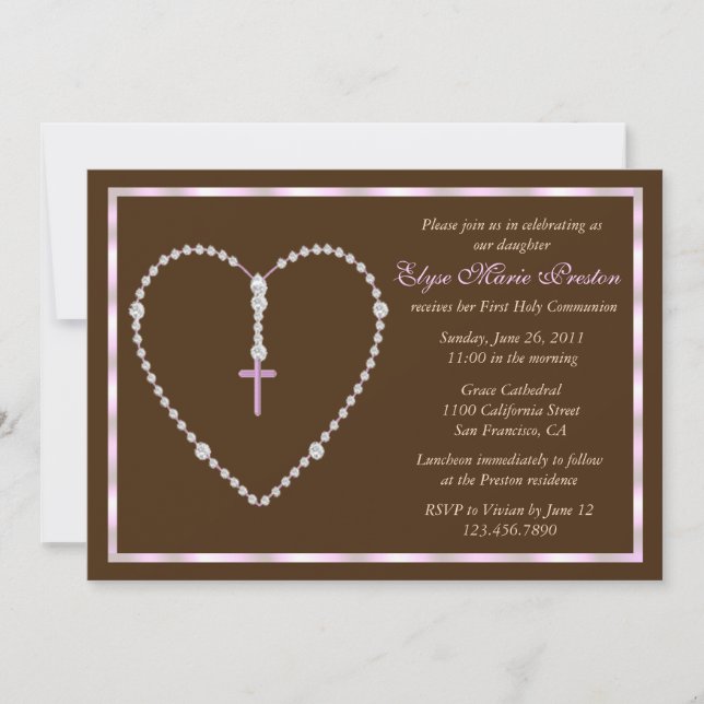 Rosary Heart Invitation (Front)