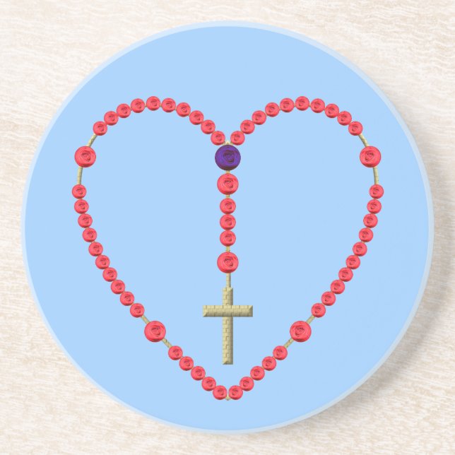 Rosary (Red and Blue Roses) Coaster (Front)