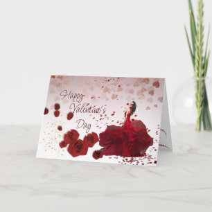  rosas de San Valentín con corazones  Holiday Card