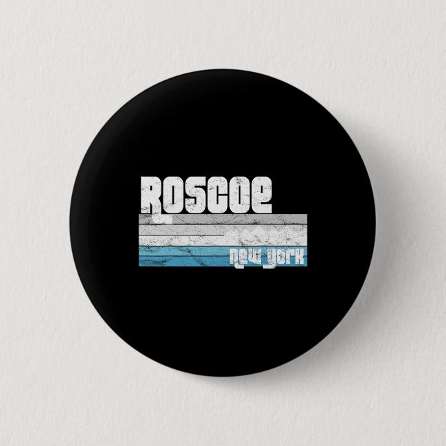 Roscoe New York Ny Retro Vacation Skiing Hiking Sn 6 Cm Round Badge (Front)