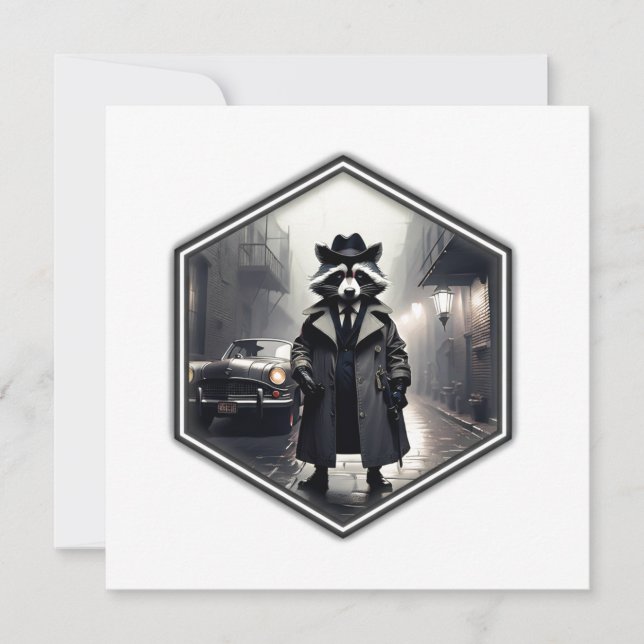 Roscoe Raccoon Private Detective Invitation (Front)