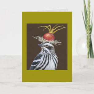 Roscoe the black and white warbler card