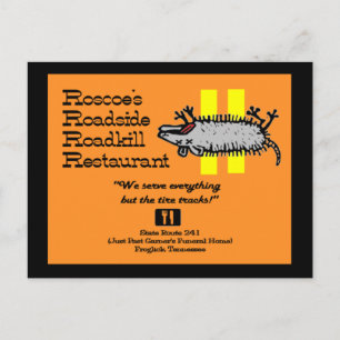 Roscoe's Roadside Roadkill Postcard